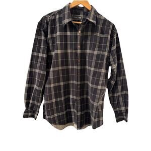 Ocean Pacific OP Corduroy Button Up Collared Shirt Men’ Size Large Black Plaid